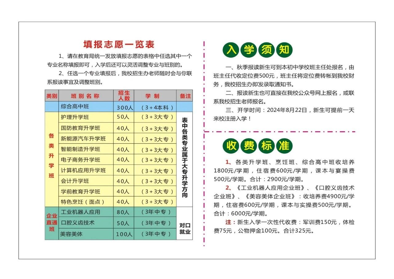 志愿填报一览表